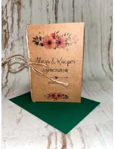Zaproszenie na Ślub Ślubne Weselne Rustykalne Boho Eko +