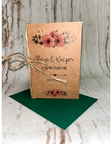 Zaproszenie na Ślub Ślubne Weselne Rustykalne Boho Eko +