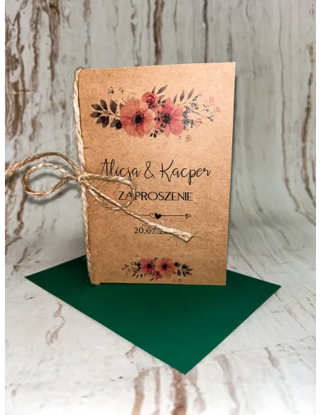 Zaproszenie na Ślub Ślubne Weselne Rustykalne Boho Eko +
