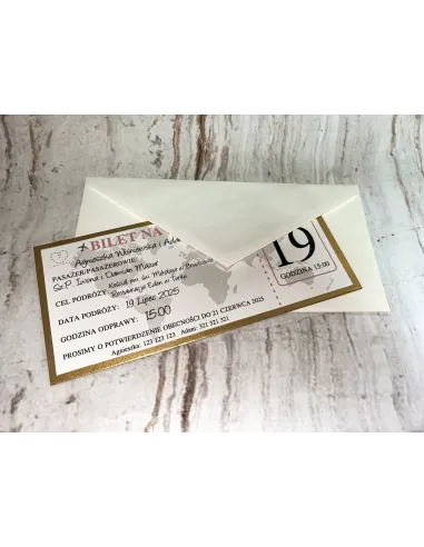 Zaproszenie Bilet na Ślub Jednostronne + Projekt Gratis