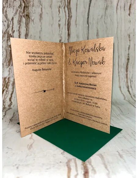 Zaproszenie na Ślub Ślubne Weselne Rustykalne Boho Eko +