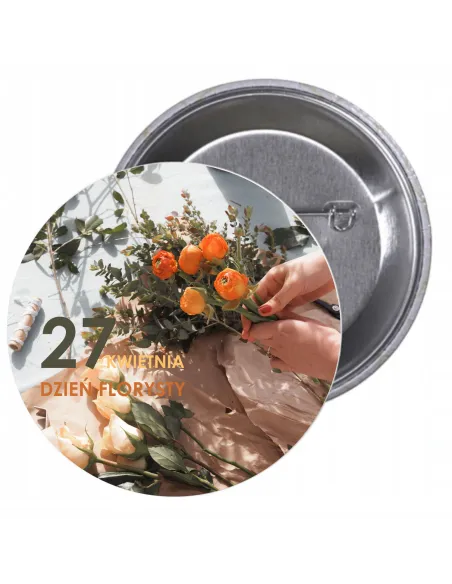 Przypinki Buttony Dzień Florysty Znaczki Badziki Grafiką