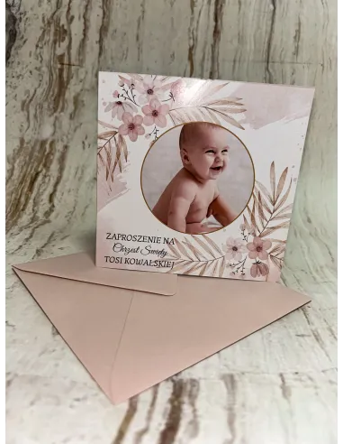 Zaproszenie na Chrzest Chrzciny Zdjęciem + Pojekt Gratis