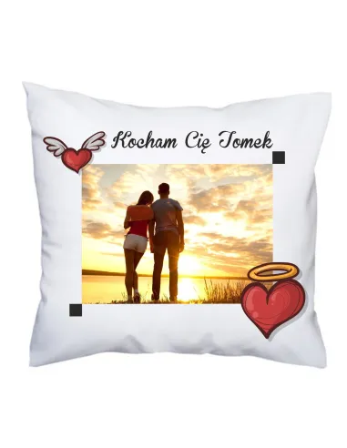 Poduszka z Nadrukiem Personalizowany Foto Kocham Cię Imię