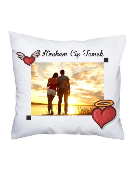 Poduszka z Nadrukiem Personalizowany Foto Kocham Cię Imię