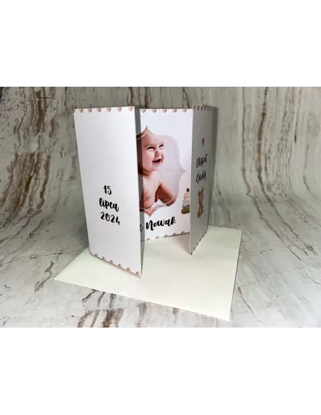 Zaproszenie na Chrzest Chrzciny Składane ze Zdjęciem +