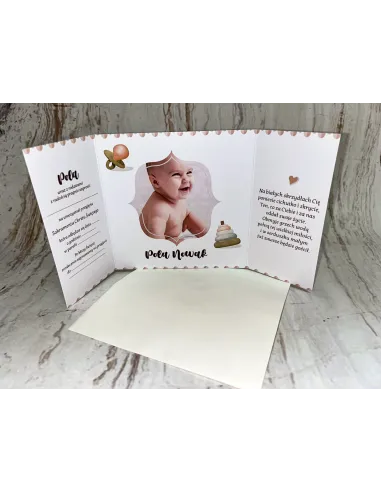 Zaproszenie na Chrzest Chrzciny Składane ze Zdjęciem +
