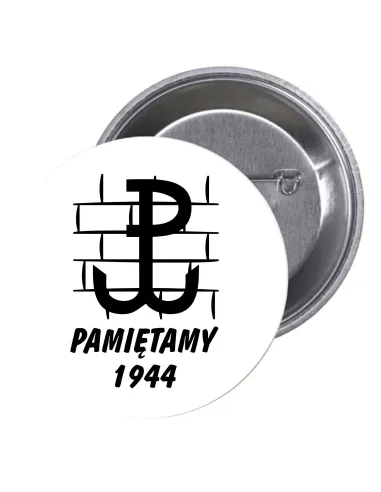 Przypinki Buttony Pamiętamy 1944 Znaczki Badziki Grafiką