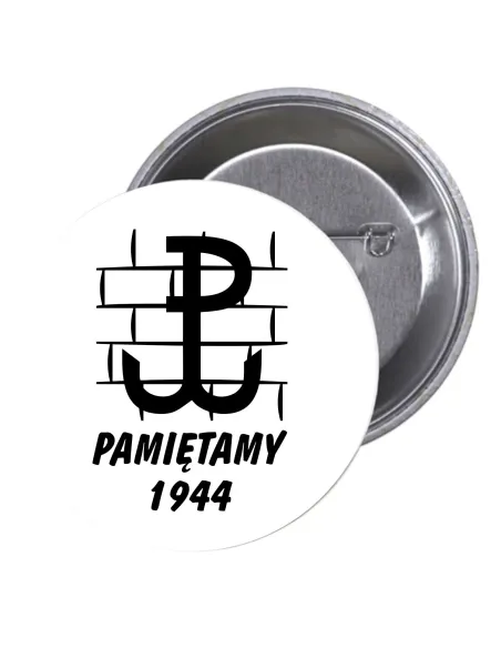 Przypinki Buttony Pamiętamy 1944 Znaczki Badziki Grafiką
