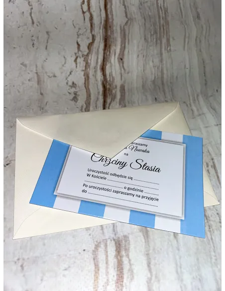 Zaproszenie na Chrzest Święty Chrzciny Niebieskie Pojekt