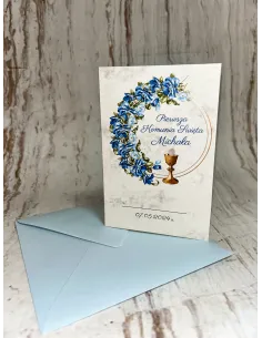 Zaproszenie na Pierwszą Komunię Świętą Motyw Kwiatowy