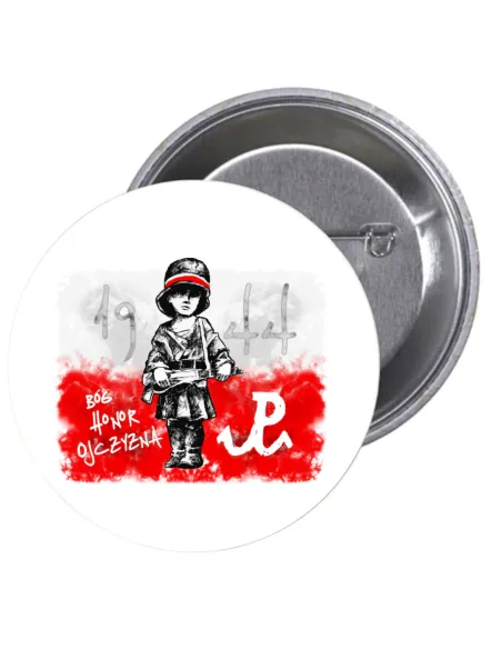 Przypinki Buttony Bóg Honor Ojczyzna 1944 Znaczki Badziki