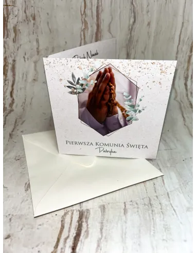 Zaproszenia Zaproszenie Pierwszą Komunię Świętą z Nadrukiem