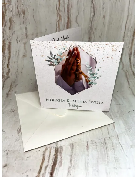 Zaproszenia Zaproszenie Pierwszą Komunię Świętą z Nadrukiem