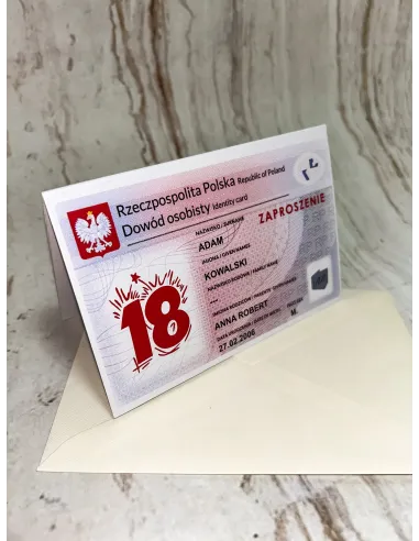 Zaproszenie na 18 Urodziny Zaproszenia Dowód Osobisty