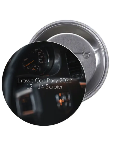 Przypinki Buttony Jurassic Cars Party 2022 Znaczki Badziki