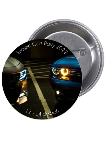 Przypinki Buttony Jurassic Cars Party 2022 Znaczki