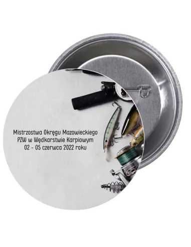 Przypinki Buttony Zawody Rybackie Znaczki Badziki z Grafiką