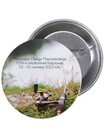 Przypinki Buttony – Zawody Rybackie Znaczki Badziki Grafiką