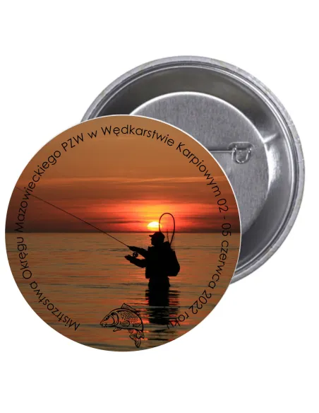 Przypinki Buttony Zawody Rybackie Znaczki Badziki Reklamowy