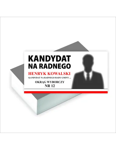 Wizytówki 200 sztuk Firmowe Gotowy Projekt Wybory Radnego
