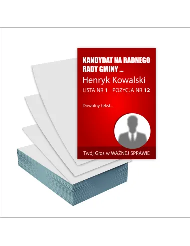 Ulotki A4 Wyborcze 100 szt Wybory Kandydat Radnego Rady