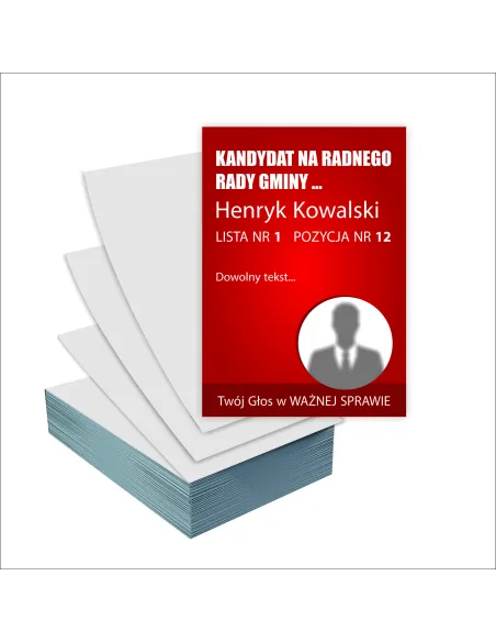 Ulotki A4 Wyborcze 100 szt Wybory Kandydat Radnego Rady