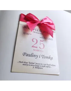 Personalizowane Zaproszenie Ślubne na Wesele z Kokardą