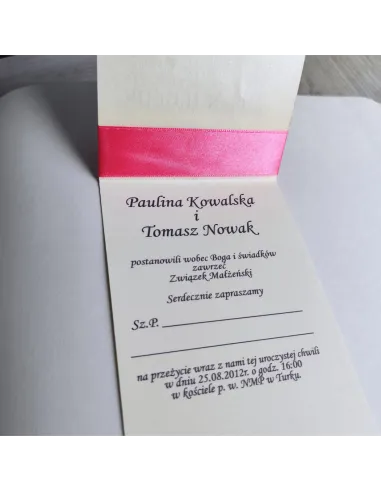 Personalizowane Zaproszenie Ślubne na Wesele z Kokardą