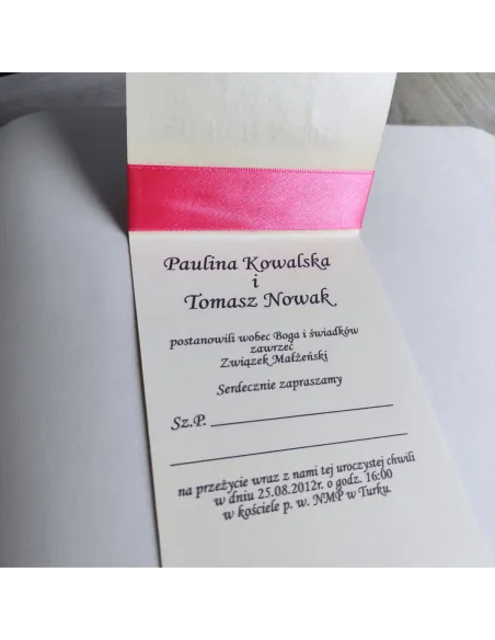 Personalizowane Zaproszenie Ślubne na Wesele z Kokardą