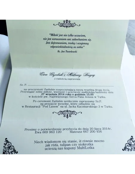 Personalizowane Zaproszenie Ślubne na – Wesele Glamour