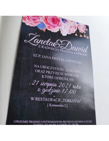 Personalizowane Jednostronne Zaproszenie Ślubne na Ślub