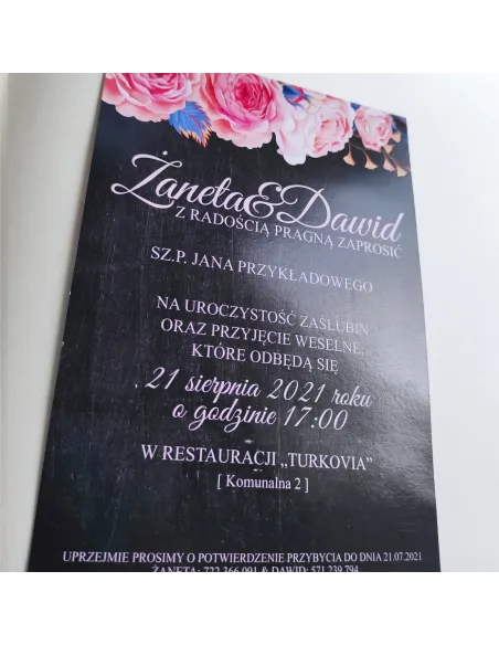 Personalizowane Jednostronne Zaproszenie Ślubne na Ślub
