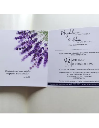 Personalizowane Zaproszenie na Ślub Wesele Lawenda Gotowe