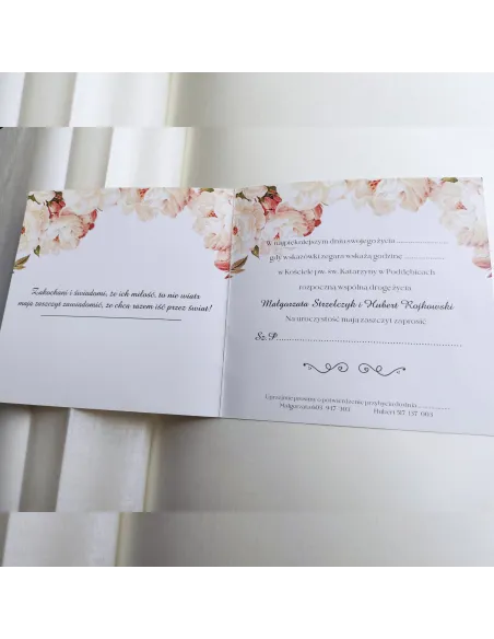 Personalizowane Zaproszenie na Ślub Wesele Kwiaty Gotowe