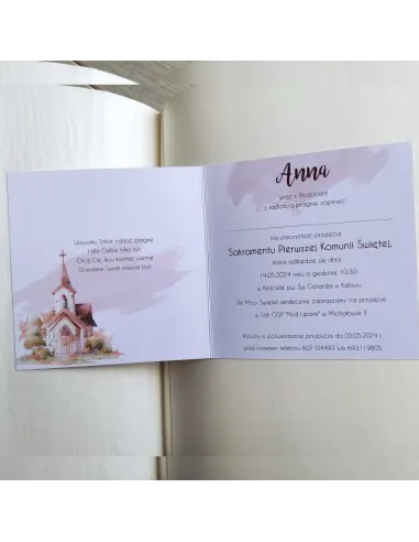 Personalizowane Komunijne Zaproszenie na Pierwszą Komunię