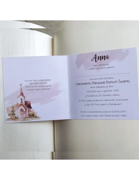Personalizowane Komunijne Zaproszenie na Pierwszą Komunię