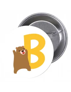 Przypinki Buttony Literki dla Dzieci – B Znaczki Badziki