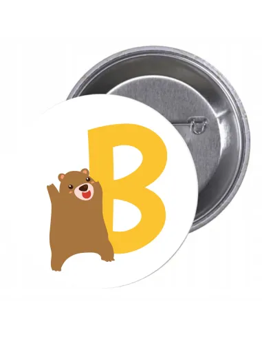 Przypinki Buttony Literki dla Dzieci – B Znaczki Badziki