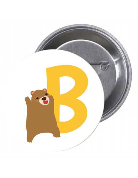 Przypinki Buttony Literki dla Dzieci – B Znaczki Badziki