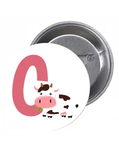 Przypinki Buttony Literki dla Dzieci – C Znaczki Badziki