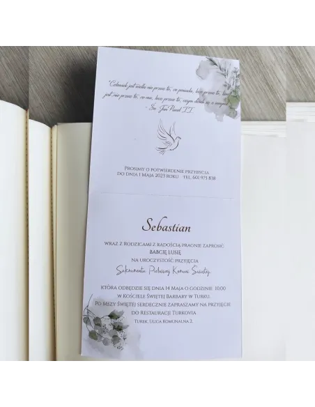 Personalizowane Komunijne Zaproszenie na z Projektem