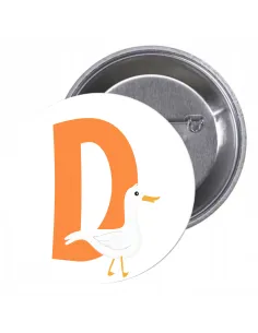 Przypinki Buttony Literki dla Dzieci – D Znaczki Badziki