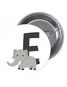 Przypinki Buttony Literki dla Dzieci – E Znaczki Badziki