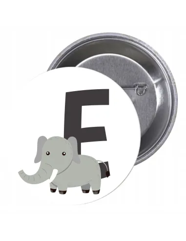 Przypinki Buttony Literki dla Dzieci – E Znaczki Badziki