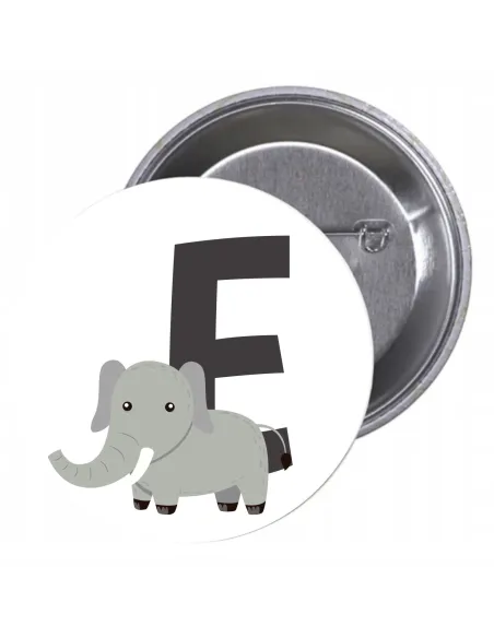 Przypinki Buttony Literki dla Dzieci – E Znaczki Badziki