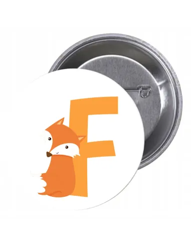 Przypinki Buttony Literki dla Dzieci – F Znaczki Badziki