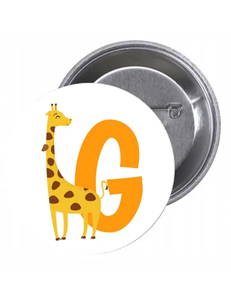 Przypinki Buttony Literki dla Dzieci – g Znaczki Badziki