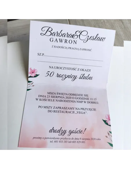 Personalizowane Zaproszenie na 50 Rodznicę Ślubu Projekt
