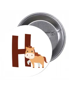 Przypinki Buttony Literki dla Dzieci – H Znaczki Badziki